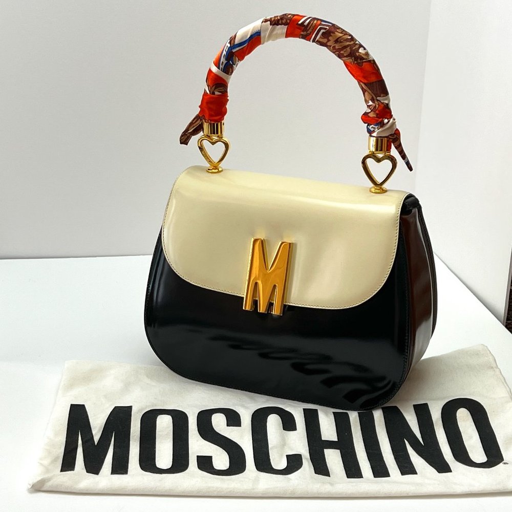 ❤️MOSCHINO❤️ Redwall Tricolor Polished Leather Bag Italy - Picture 4 of 16